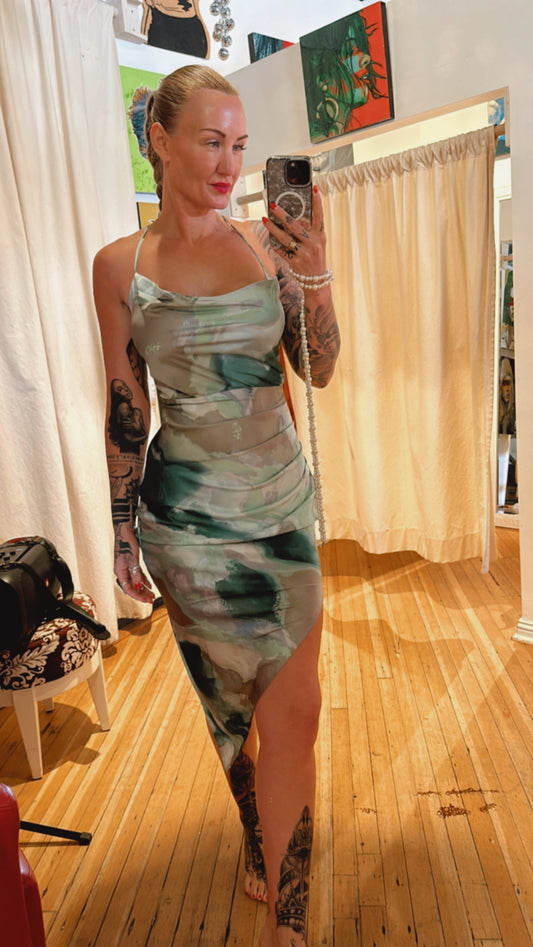 Satin Tie Die Dress