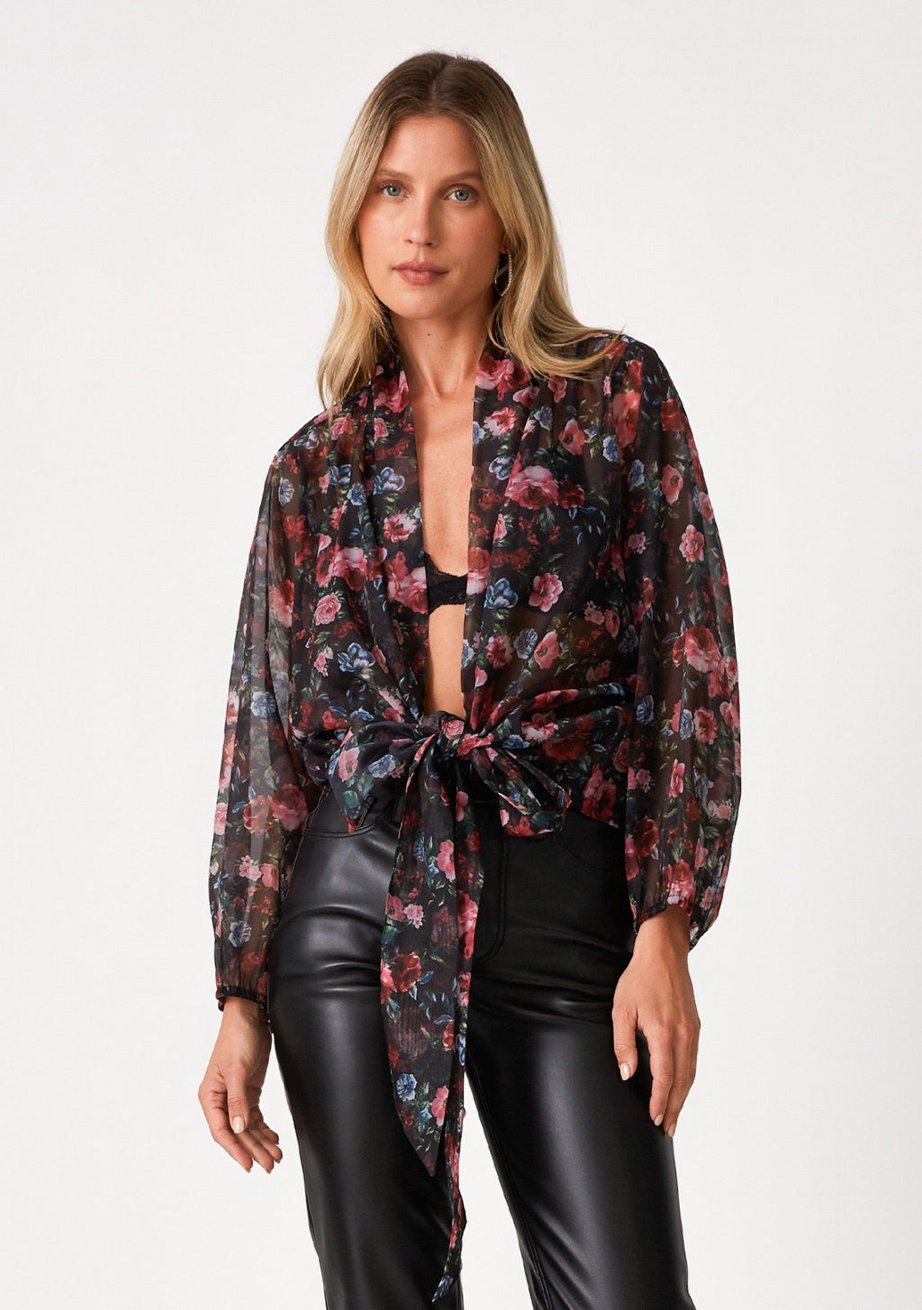 Sheer Rose Wrap Top