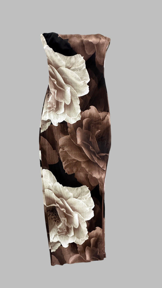 Strapless Brown Rose Dress