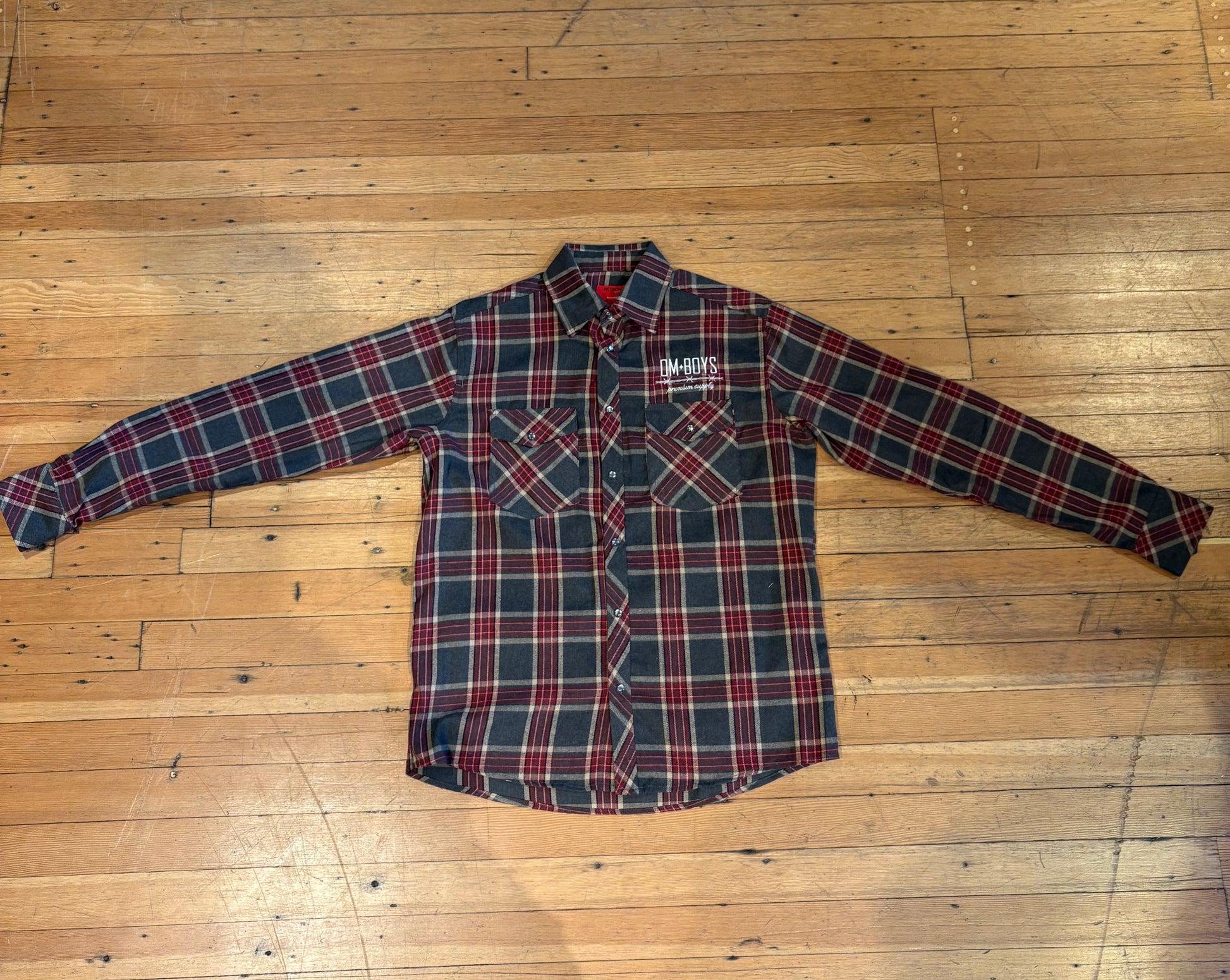 Om Boys Premium Rangler Plaid Shirt