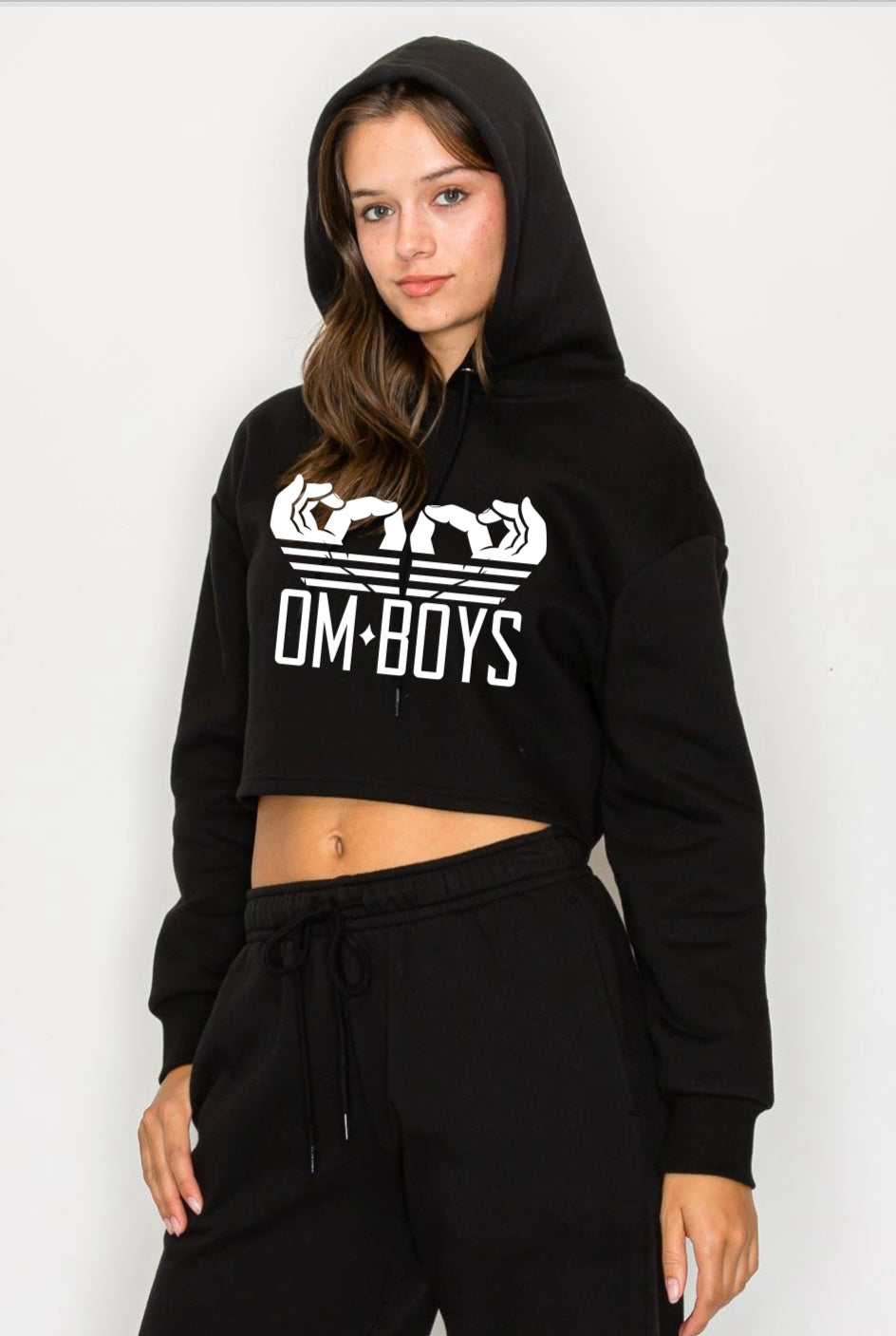 OmBoys Cropped Om Hands Hoodie