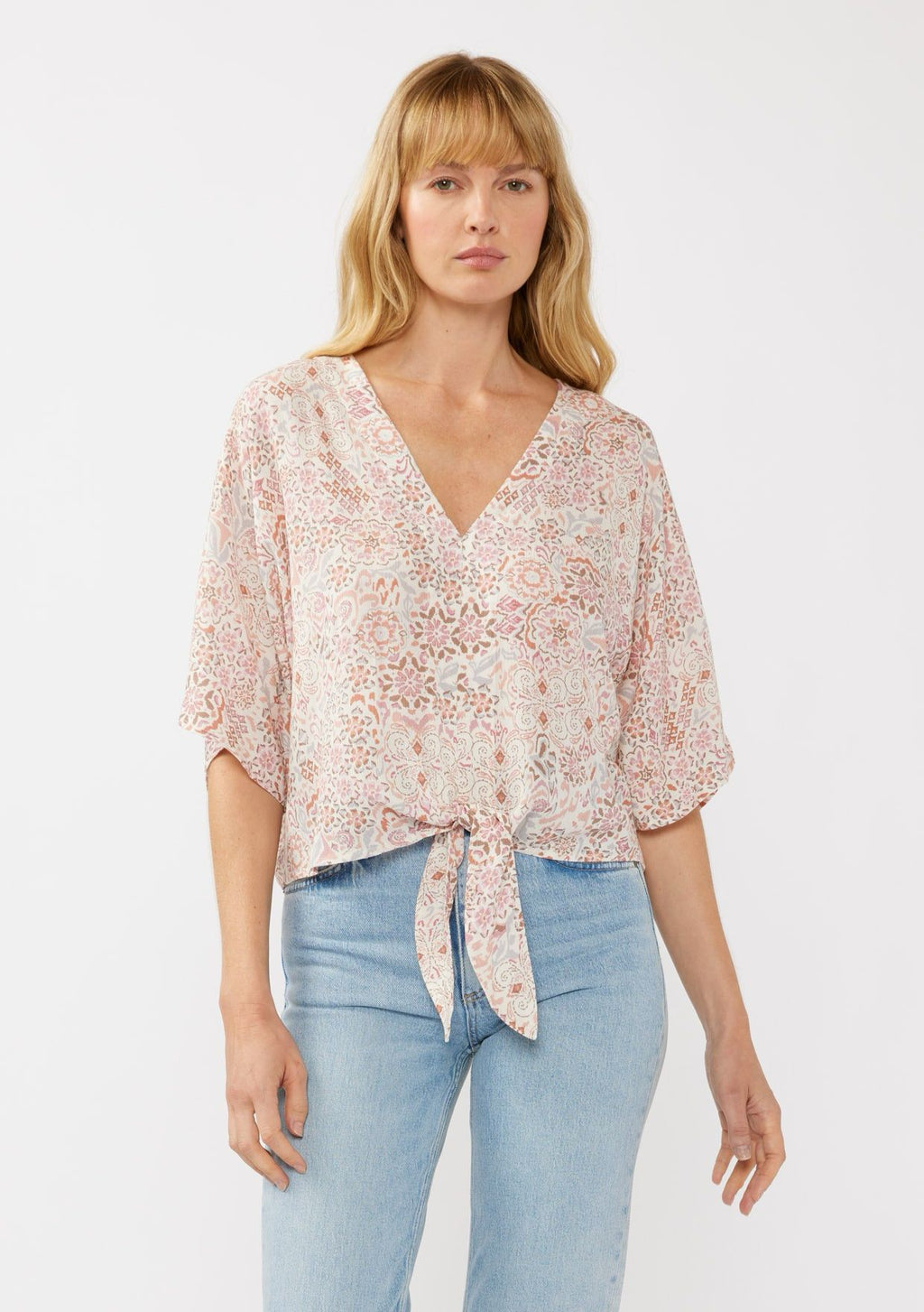 KimKo Tie Front Top