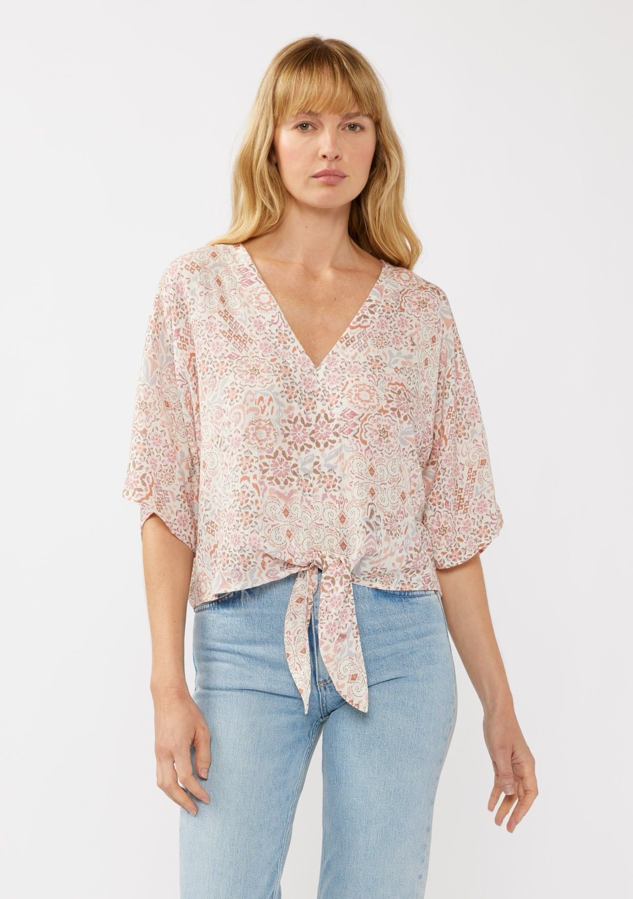 KimKo Tie Front Top